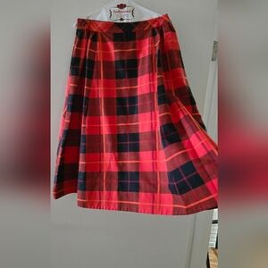 Kate Spade Vibrant Plaid A-Line Skirt in Red and Black